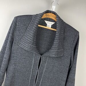Exclusively Misook Knit Cardigan Jacket Womens S Charcoal Gray‎ Long Sleeve